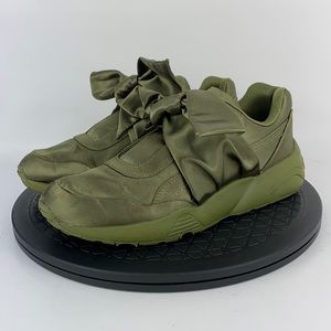Puma X Rihanna Bow Olive Branch Satin Athletic Shoes 365054 04 Women's Size 7